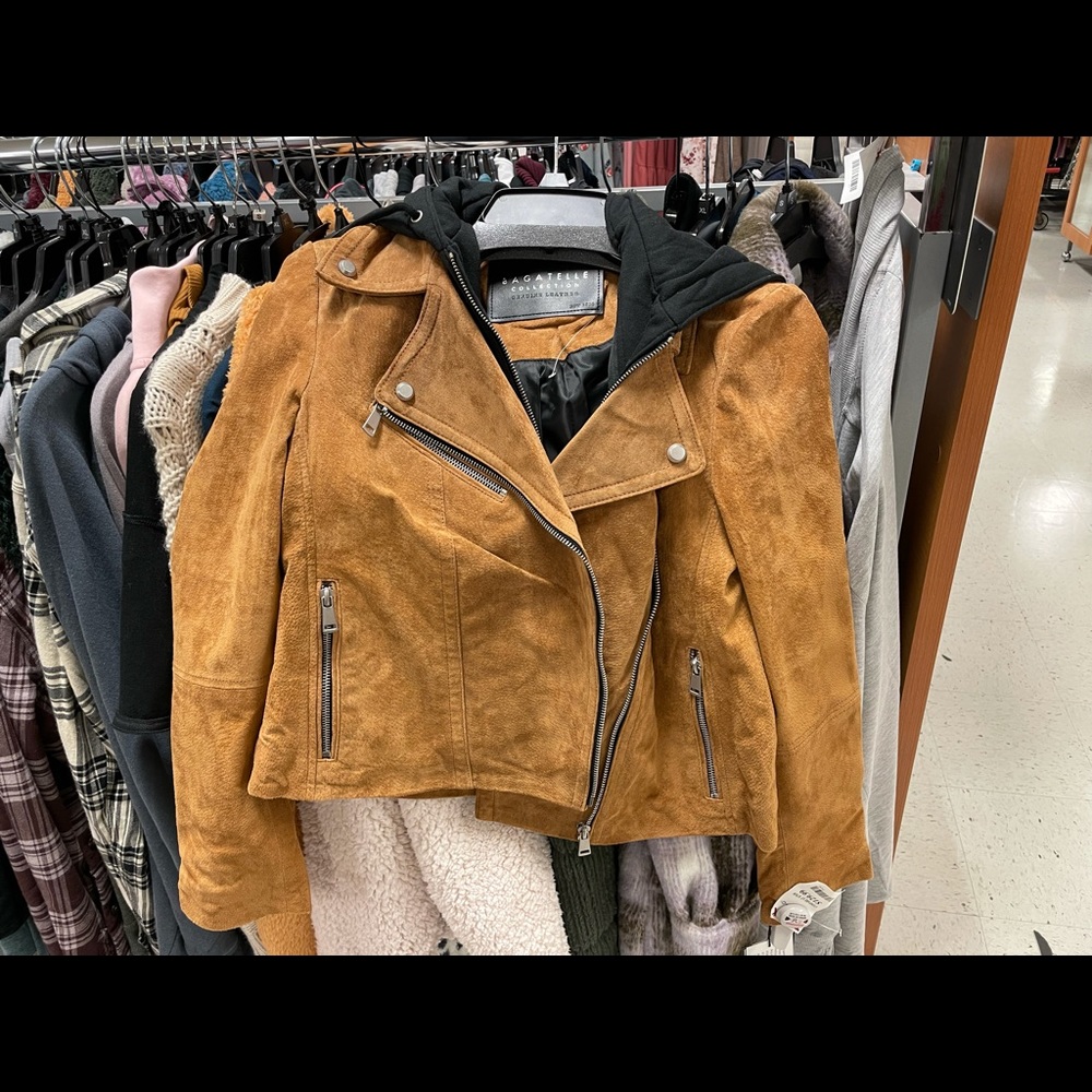 *ISO* Camel Suede Bagatelle Jacket with Hood